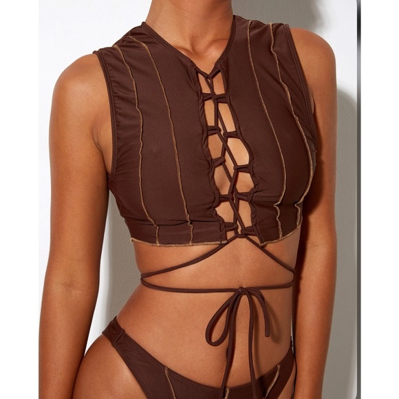 Motel Rocks OLLA BIKINI TOP IN CHOCO BROWN - Picture 7 of 9